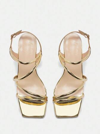 CUCCOO CURVES Plus Size Women's Fashion Classic Comfortable Ankle Strap High Heel Sandals