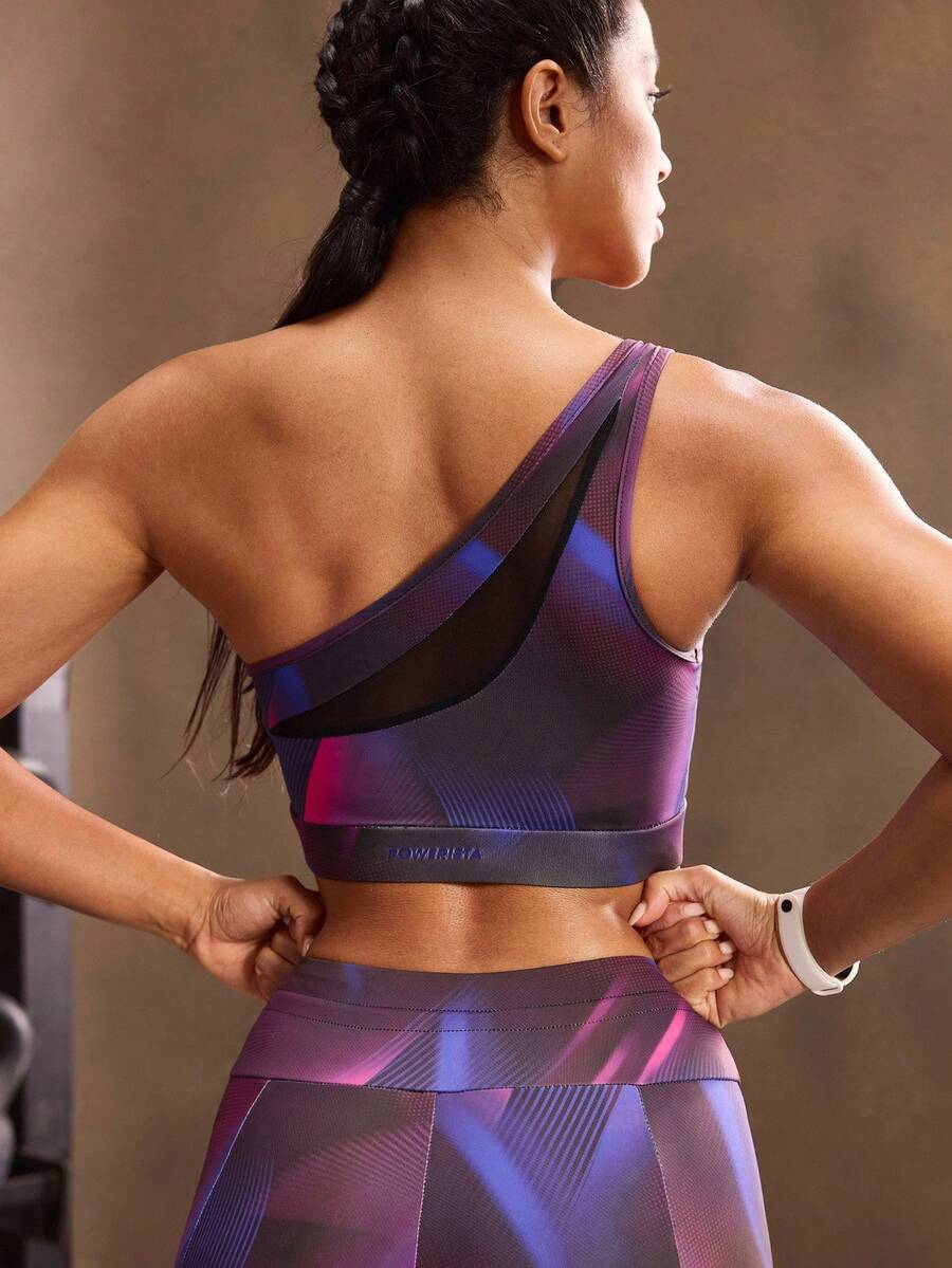 Powerista Sutien sport pentru femei, model tie-dye, cu decupaj la umeri, pentru zi, fitness