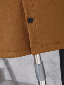 SHEIN 2 件套青少年男童休闲日常纽扣长袖上衣和裤子套装，秋季 - 卡其色 - 查看 7