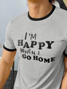 ESTAVOR 男士休闲针织印花圆领T恤，适合夏季 - 灰色 - 查看 4