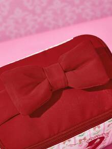 Strawberry Shortcake X SHEIN 时尚可爱卡通草莓印花蝴蝶结装饰化妆包，S码，礼品创意 - 紅色 - 查看 6