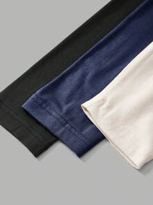 SHEIN BASICS 3 chiếc váy ngắn cổ lọ tay dài dệt kim màu trơn dành cho nữ - Màu xanh hải quân - Xem 4