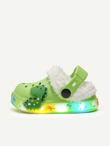 Cozy Pixies Toddler Boys' Fashionable Comfortable Warm Green Dinosaur Cartoon Cute Lightweight Indoor Slippers - Green - View 5