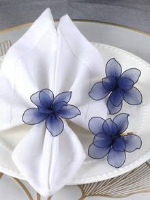 2/4 pièces Anneaux de serviette en dentelle florale de printemps, convient pour mariage, fête, célébration, pique-nique, camping, rassemblement rustique, décoration de table d'anniversaire, design minimaliste - Multicolore - Voir 9