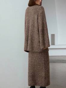 Aveloria Modichic New Arrival High-End Fashion Wool Manfei Fleece Oversized Cardigan & Long Dress 2 Pieces Set - Multicolor - View 7