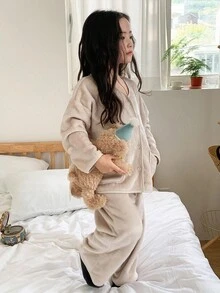 DAZY 2 件套年轻女孩休闲长袖上衣和裤子套装，家居服