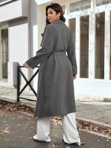 Vionelle Plus Size Trench Coats Long Jacket For Women Long Coat Long Coats For Women Outerwear Women Trench Coat Women - Brown - View 2