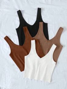 Trelyra Solid Color Knitted Women Simple Top, Suitable For Daily Or Vacation