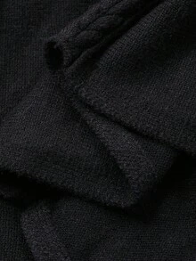 FRIFUL Falda maxi acampanada de punto holgada y versátil con cintura elástica de tela texturizada negra sólida, para otoño/invierno