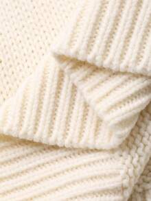 FRIFUL Women's Solid Color Round Neck Raglan Sleeve Bow Crochet Design Loose Casual Versatile Sweater, Autumn/Winter - Beige - View 7