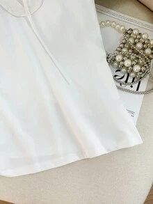 SHEIN 女士 3D 花卉印花圆领短袖休闲 T 恤 - 白色 - 查看 5
