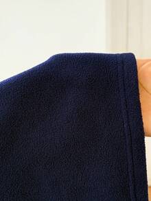 SHEIN PETITE 女款純色寬鬆休閒褲，冬季寬腿運動褲舒適海軍藍抽繩居家褲，感恩節休閒家居褲，小碼女款 - 藍色 - 查看 9