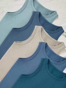 5pcs/Pack Boys' Comfortable Casual Sleeveless Undershirt Vest