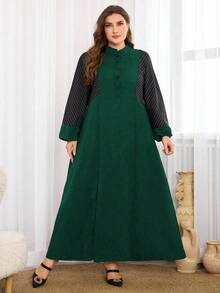 Al Najma 大码女式纯色简约阿拉伯风格连衣裙，休闲长袍阿拉伯连衣裙，适合日常休闲 - 彩色 - 查看 5