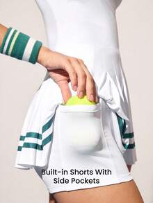 Easithlete Easithlete 女式撞色条纹迷你运动连衣裙 - 彩色 - 查看 3