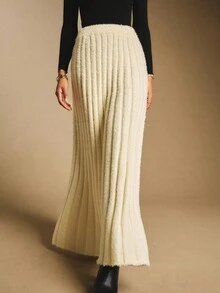 Poéselle Thick Fuzzy Pleated A-Line Sweater Skirt – Cozy Winter Holiday & Christmas, Warm Plush Sweater Skirt For Women 2025,Fuzzy Sweater Skirt,A-Line Long Sweater Skirt,Winter Holiday Skirt,Cozy Christmas,Pleated Sweater Skirt,Warm Plush Sweater Skirt For Winter