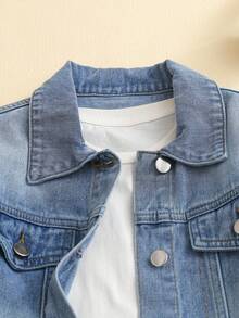 Sparklyn Áo khoác denim đa năng cơ bản, giản dị, phong cách cổ điển, dành cho bé gái tuổi teen, mùa thu/đông, mới về, mềm mại và thoải mái, mặc hàng ngày, đi làm, tiệc tùng, trở lại trường, ngày lễ, thường ngày mùa thu - Rửa trung bình - Xem 4