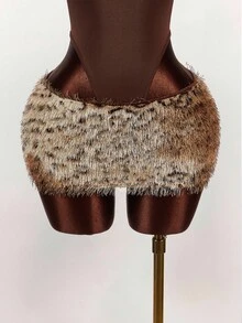 Amplova Women's Y2K Leopard Print Furry Sexy Mini Skirt - Multicolor - View 5