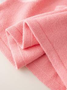 Sparklyn Young Girls Elegant High Neck Knitted Sweater Dress With Ruffle Hem And Twist Rope, Long Sleeve Casual Chic Cute Soft Simple Versatile Princess Dress, Suitable For Home, Daily Wear, School, Outing, Party, Autumn/Winter Fall - Pink - View 8