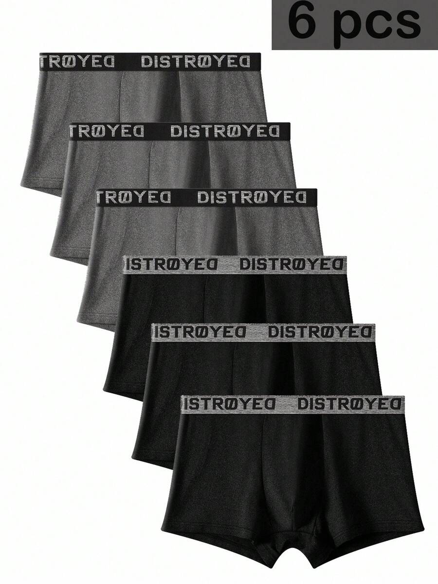 Velminro 6pcs Classic Black & Grey Men's Briefs, Comfortable Waistband ...