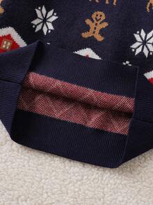 2025新款男童毛衣，秋冬新款，时尚藏蓝色卡通圣诞长袖提花套头衫，可爱打底针织衫，适合节日穿着，8岁男童圣诞毛衣，圣诞宝宝，男童学院风 - 藏蓝色 - 查看 8