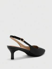 CUCCOO BIZCHIC 女士黑色尖头小猫跟性感时尚后系带高跟鞋，适合日常通勤、休闲和工作场合。 - 黑色 - 查看 8