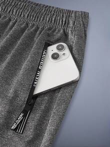 DRIFTMERE 1PC Men Drawstring Waist Solid Sweatpants Long Sweat Pants Plain Gym Basic, Fall & Winter, Sports Casual Spring To Summer - Grey - View 5