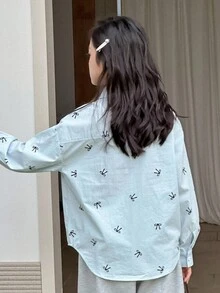 DAZY 青少年女孩休闲日常衬衫 - 淺藍色 - 查看 3
