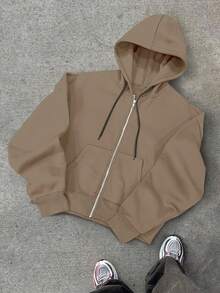 Claim Dot Men's Casual Short Hooded Cardigan, Long Sleeve Top