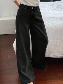 Livesso Women's Loose Casual Distressed Denim Jeans, Summer New Arrival - Black - View 5