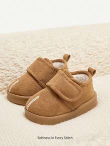 Cozy Pixies 1 Pair Toddler Boys/Girls Camel Color Fashion Faux Toe Design Thermal Lined Warm Winter Shoes, Lightweight Easy Wear Comfortable Casual Flat Shoes Suitable For Daily Wear, Sports, Campus Activities - Camel - View 4