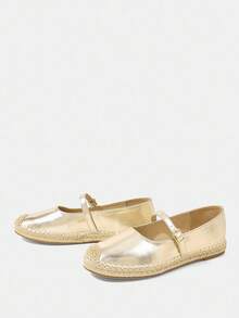 Styleloop Sapatos baixos dourados da moda feminina - Ouro - Ver 3