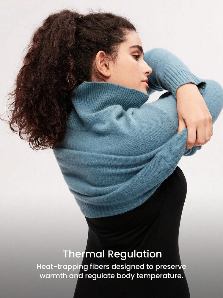 Conjunto de ropa interior térmica para mujer talla grande, ultra suave, capa base para clima frío, pijama de invierno cálido con parte superior de cuello redondo y pantalones largos - Conjunto ligero y cálido en color negro