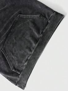 PAVTROS 男士街头风极简连帽衫和运动裤两件套，棉质面料，做旧酸洗效果，宽松休闲套装，适合日常穿着、休闲、时尚、街头风格，是节日送礼佳品。男士连帽衫套装，男士两件套，男士休闲套装，男士服装套装，两件套，男士街头风，秋季 - 黑色 - 查看 6