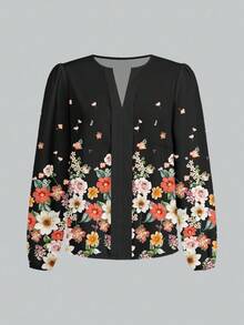 Shutterstock Glamance Damen Große Größen V-Ausschnitt Langarm Lässig Strickjacke, geeignet für Herbst Urlaub - Verschiedenfarbig - Übersicht 3