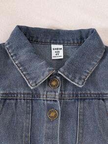 Genkimix Kids 2pcs Boys Denim Set, Autumn Denim Jacket With Turndown Collar Paired With Loose Denim Pants, Fashionable Streetwear For Young Boy 2 Pieces Set, Autumn/Winter Fall - Blue - View 2