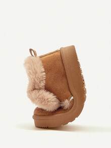 Cozy Pixies 1 双驼色仿皮毛钩环平底休闲舒适保暖内衬靴，适合冬季日常穿着