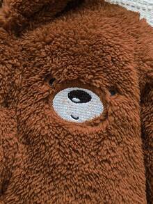 SHEIN Vintaside Kids Newborn Simple Stylish Cute Embroidered Bear Long Sleeve Romper Pajamas - Brown - View 6