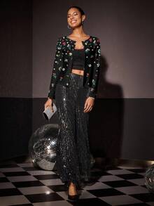 Glamance Whitebread 黑色休闲简约女式夹克，适合秋季轻便外套和冬季上衣 - 黑色 - 查看 4