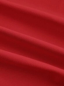 SHEIN MOD Áo thun thời trang nữ màu đỏ lệch vai họa tiết hoa 3D kim loại - Đỏ - Xem 5
