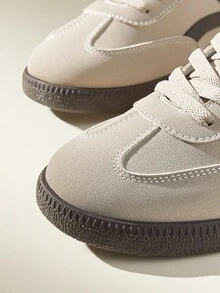 CUCCOO EASI 2025年新款春季女款复古百搭休闲运动平底鞋 - 米色 - 查看 4