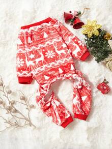 PETSIN 1件圣诞风格宠物羊毛保暖连体衣 - 紅色 - 查看 1