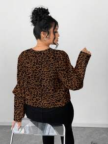 SHEIN Elenzya 大码女式印花梭织休闲度假秋季衬衫 - 棕色 - 查看 2
