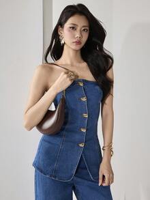 Heiryn 女士牛仔两件套服装 - 中等水洗藍 - 查看 7