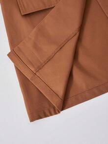 3pcs Casual Sleeveless Blazer Set (Including Long Sleeve Top And Pants) For Teen Girl Suitable For Daily Casual And Commuting Wear - Brown - View 8