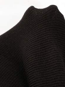 Franclia Áo len dài tay viền tương phản thanh lịch dành cho nữ, Thu/Đông - màu đen - Xem 4