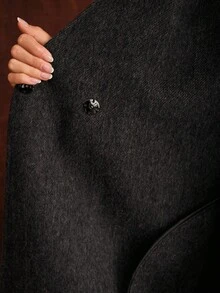 MOTF PREMIUM WOOL OMBRE FUZZY COLLAR BELTED OVERCOAT - Grey - View 9