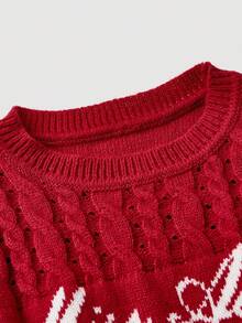 SHEIN MOD Blusa sin mangas de punto con estampado de letras, talla grande, otoño - Rojo - Ver 4