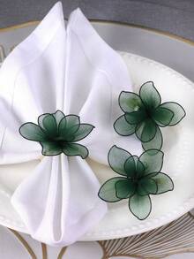 2/4 pièces Anneaux de serviette en dentelle florale de printemps, convient pour mariage, fête, célébration, pique-nique, camping, rassemblement rustique, décoration de table d'anniversaire, design minimaliste - Multicolore - Voir 11