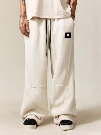 Street Life Herren Hose mit Buchstaben-Muster, Kordelzug Taille, Taschen, lässig weite Passform, vielseitig für den Alltag